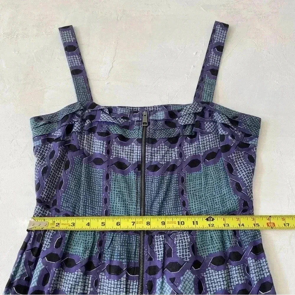 BURBERRY COTTON SILK PRINT DRESS SAPPHIRE BLUE SIZE 8 - Picture 5 of 9